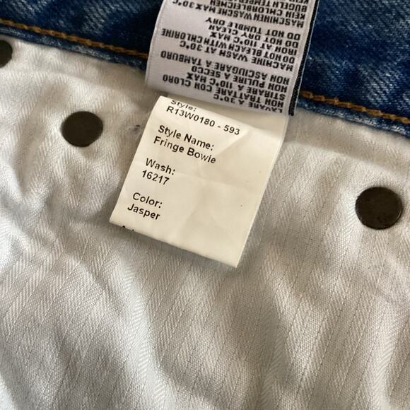 R13 Bowie Fringe Jasper Blue Jeans 100% Cotton Slim Straight 26 $495 - Picture 11 of 12